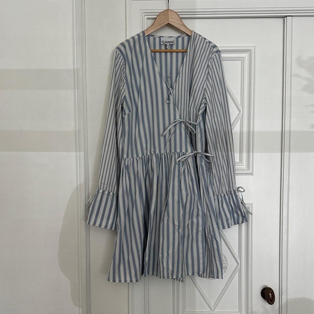Ganni Striped Blue and White Dress